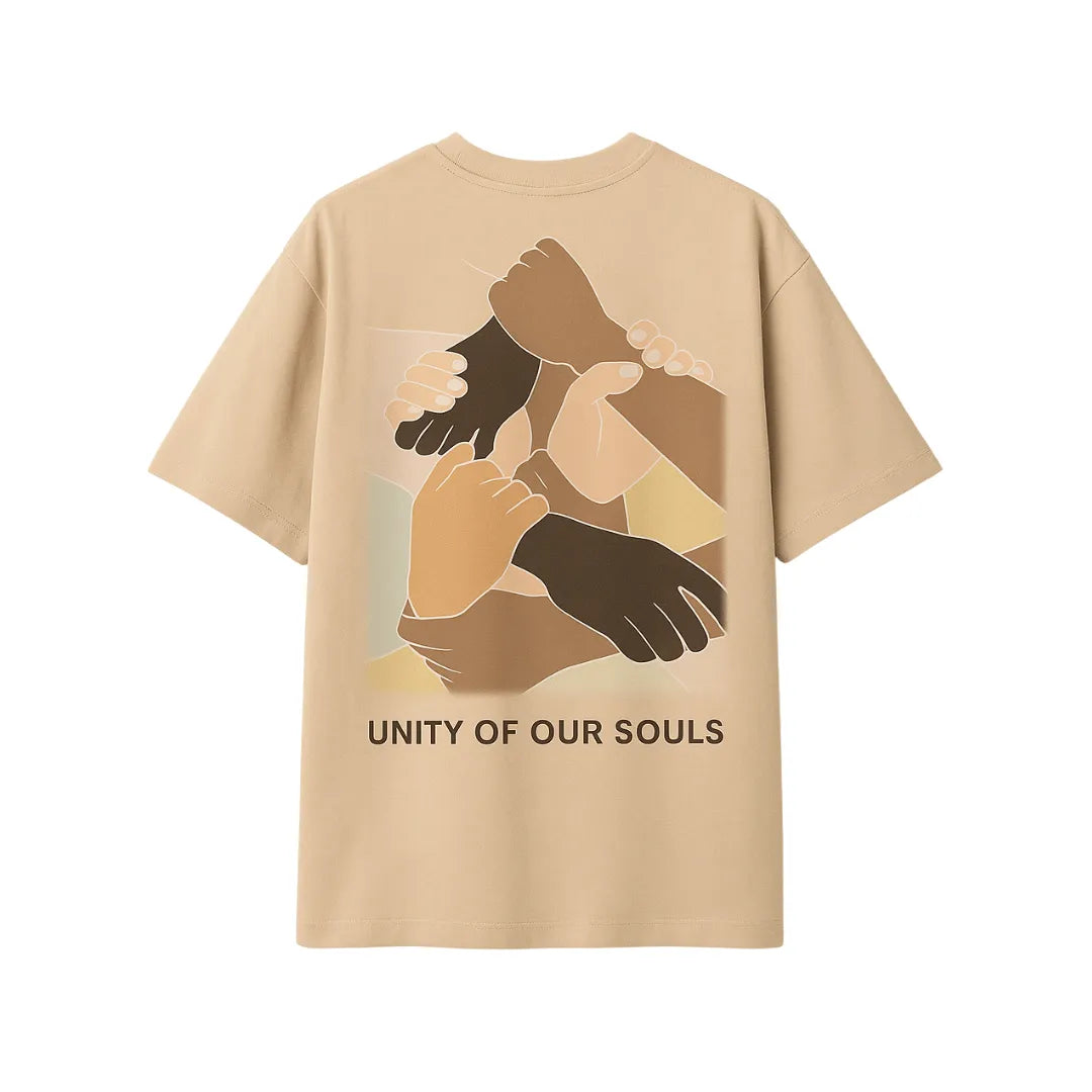 "Unity of souls" Beige Oversized TEE