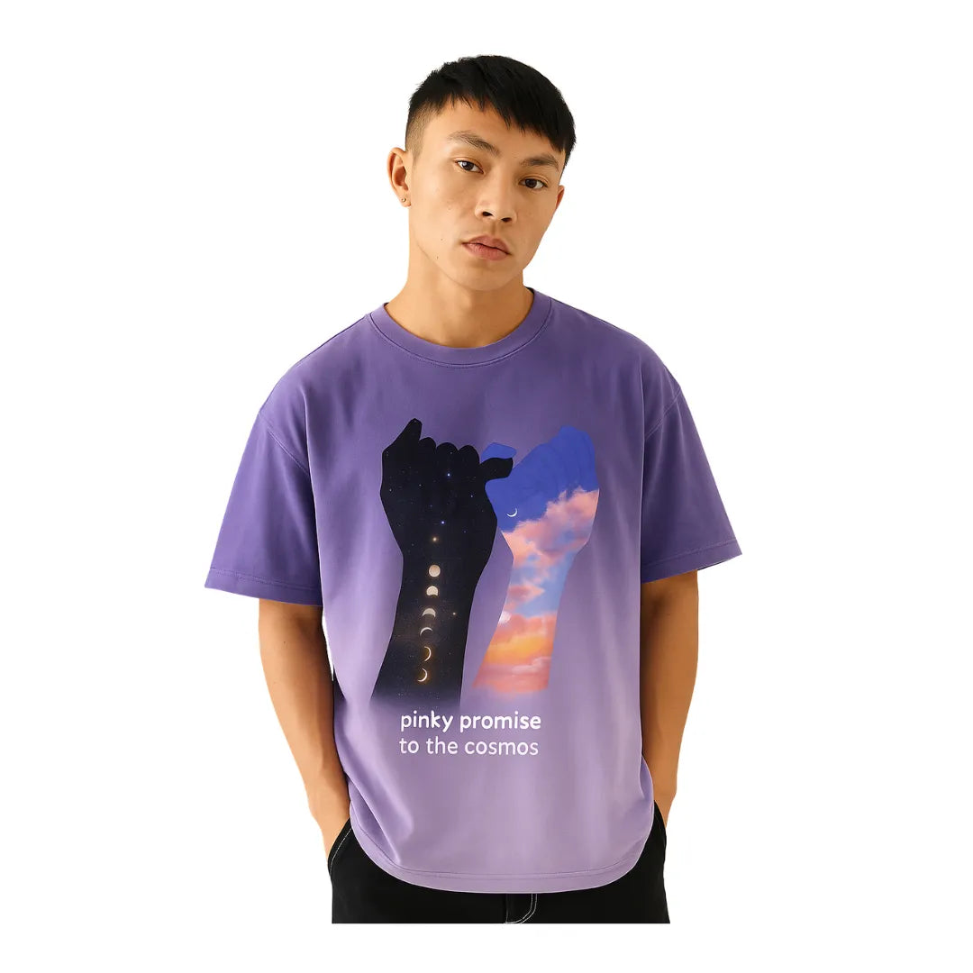 Pinky promise, dual purple shade oversized TEE