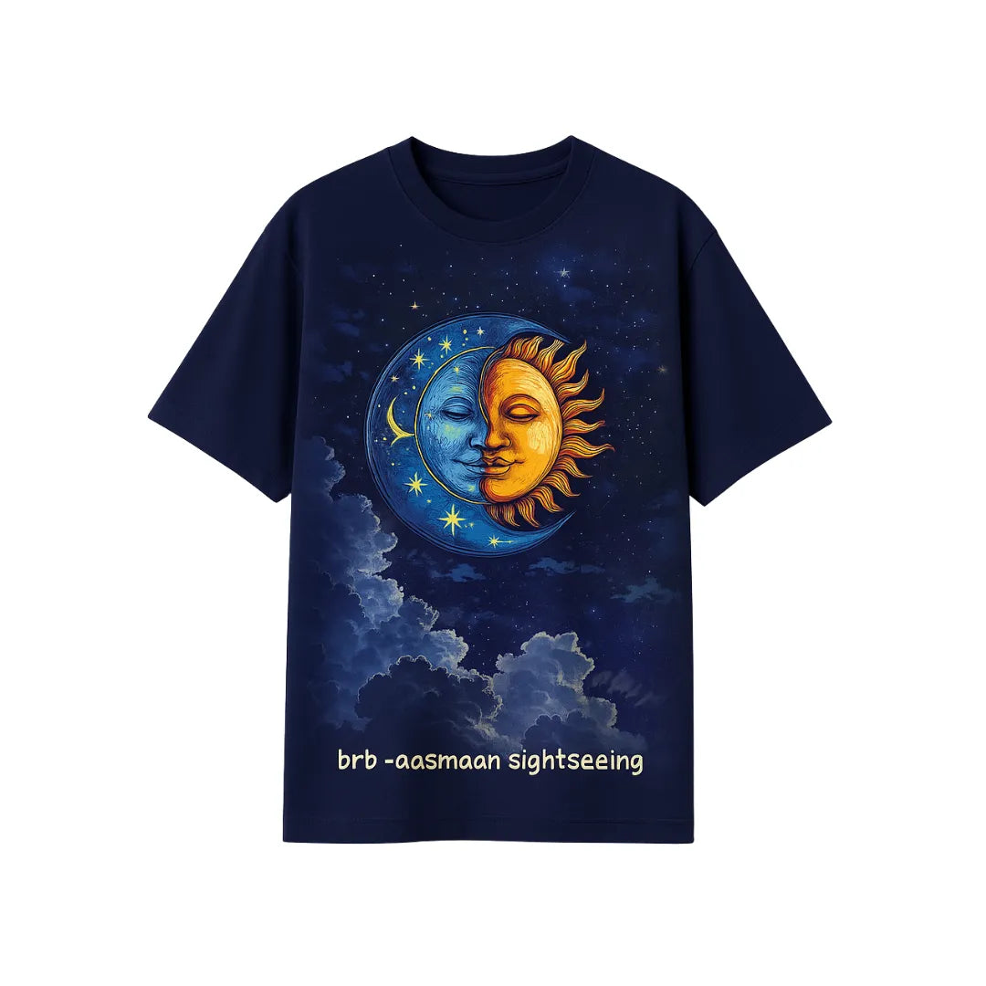 Brb- aasmaan sightseeing blue colour, oversize TEE