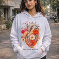 “Let Love Bloom” Floral Heart Hoodie (White)