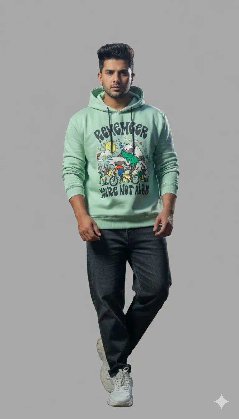"Remember You’re Not Alone” Graphic Hoodie (Mint Green)