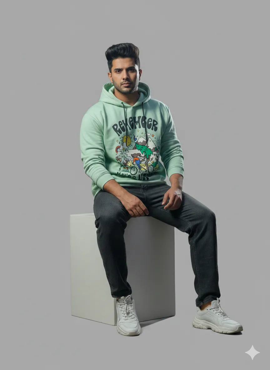 "Remember You’re Not Alone” Graphic Hoodie (Mint Green)